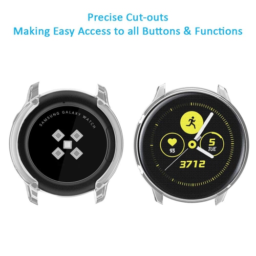 Soft TPU Bumper Full Around Screen Protector Cover/Case Compatible with Samsung Galaxy Watch Active 1-40mm - Silver