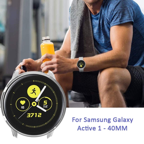 Soft TPU Bumper Full Around Screen Protector Cover/Case Compatible with Samsung Galaxy Watch Active 1-40mm - Silver