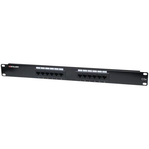 New 12 Port Cat5e Patch Panel - 1u, Black