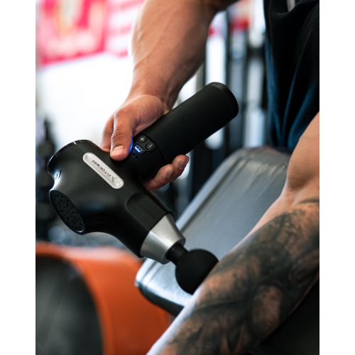 Xfitonway Premium Percussive Therapy Smart Massage Gun in SATIN BLACK WITH SILVER