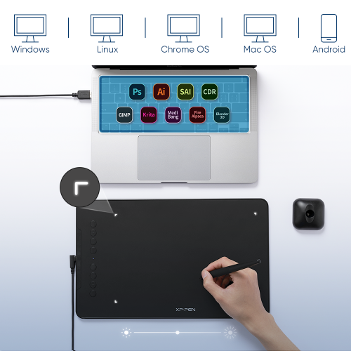 XPPen Updated Deco 01 V3 Graphics Tablet 10x6.25 Inch Drawing Pen Tablet 16384 Levels Pressure Battery-Free Pen with 60° Tilt Function Android