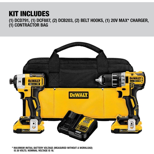 NEW - DEWALT DCK283D2 20-Volt MAX Brushless Compact Drill + 3-speed Impact Driver Combo Kit