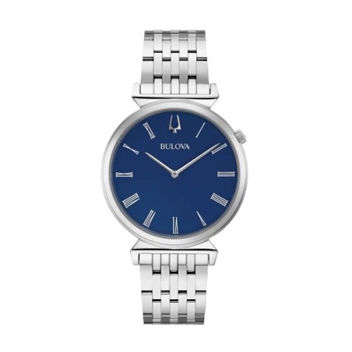 Bulova Classic Mens Silver Tone Blue Dial with Roman Numerals Watch