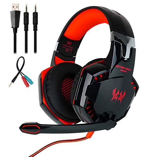 Mengshen Gaming Headset - with Mic, Volume Control and Cool LED Lights - Compatible with PC, Laptop, Smartphone, PS4