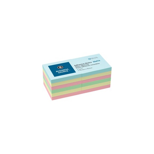 BUSINESS SOURCE  3" Plain Pastel Colors Adhesive Notes (36614)