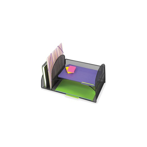 Safco Onyx 2 Upright/2 Tray Mesh Desk Organizer
