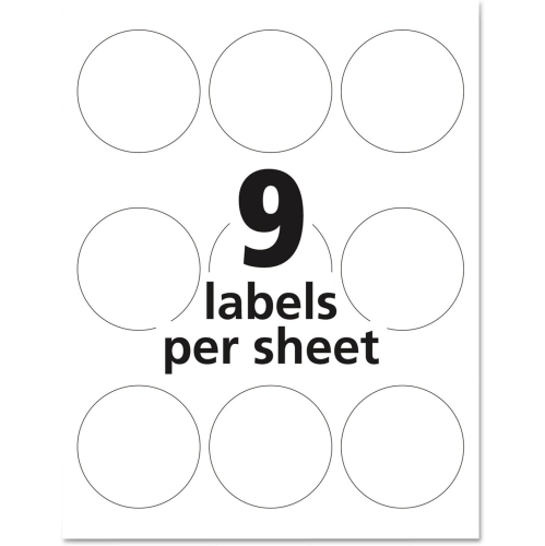 Avery 2.5" Glossy White Round Labels for Laser & Inkjet Printers -