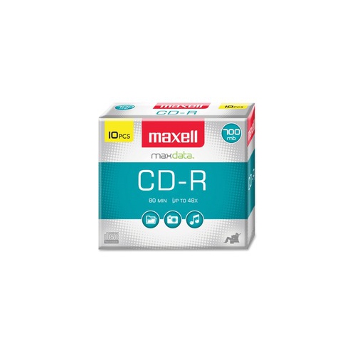 Maxell CD Recordable Media - CD-R - 40x - 700 MB - 10 Pack Slim Jewel Case