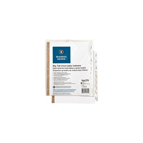 Image 1 of 1.. Business Source Tear-resistant Clear Tab Index Dividers