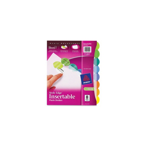 AVERY  Insertable Style Edge(Tm) Plastic Dividers, 8 Multicolor Tabs, 1 Set (11201) (11201)