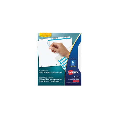 Avery Index Maker Print & Apply Clear Label Dividers with White Tabs