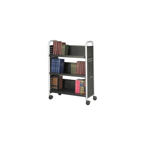 Safco Scoot Single-Sided 3 Shelf Book Cart Black 