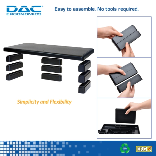DAC Ergonomics MP-211 Ultra-Wide Monitor Stand with keyboard storage