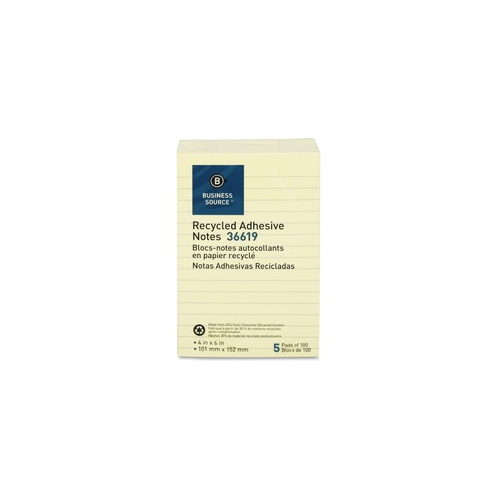 Business Source Yellow Adhesive Notes