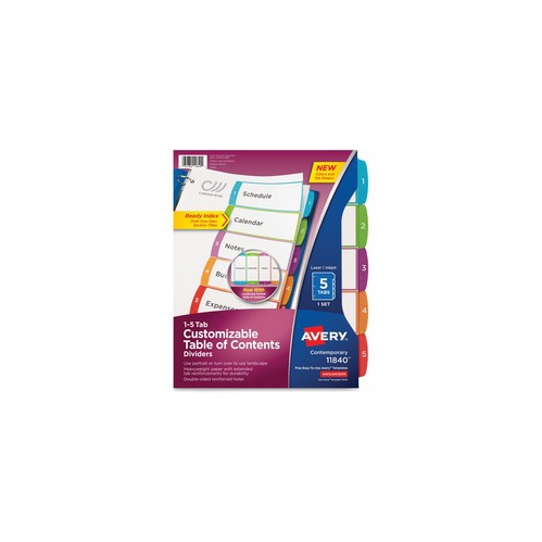 Avery Ready Index Customizable Table of Contents Contemporary Multicolor Dividers