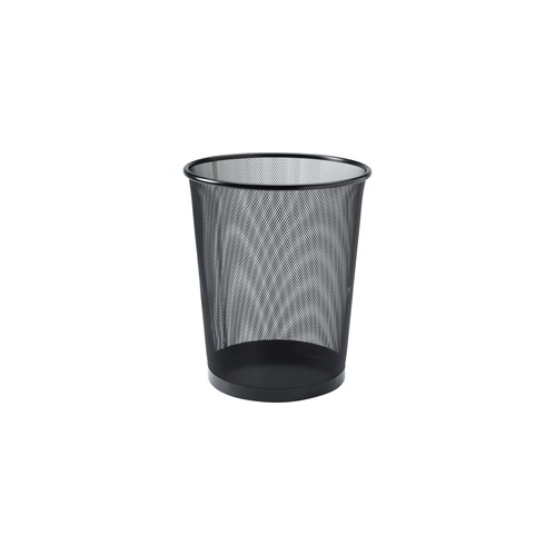 Lorell Black Steel Mesh Round Waste Bin