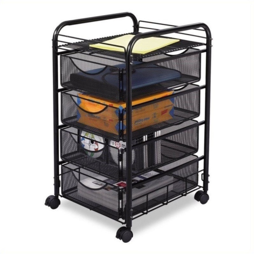 Safco Onyx Double Mesh Mobile File Cart - 2 Shelf - 2 Drawer - 4 Casters - 1.50