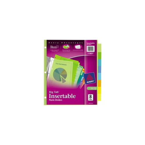 AVERY  Big Tab(Tm) Insertable Plastic Dividers, 8-Tab Set, Multicolor (11901) (11901)