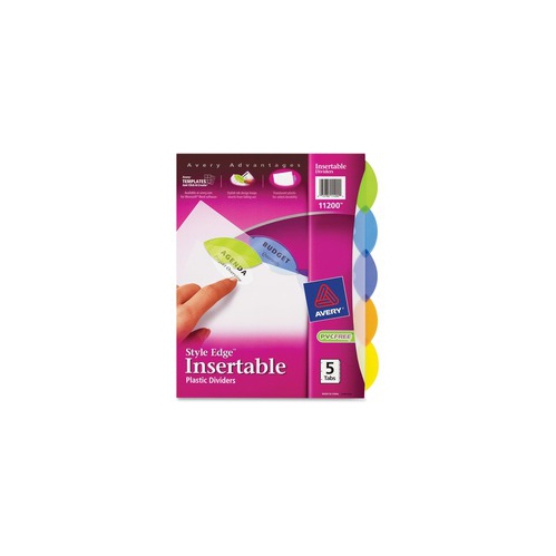 AVERY  Insertable Style Edge(Tm) Plastic Dividers, 5 Multicolor Tabs, 1 Set (11200) Style Edge(Tm) Plastic Dividers (11200)