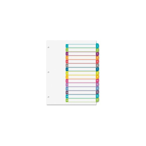Avery Customizable Table of Contents Dividers, Preprinted 1-15 Arched Multicolor Tabs, 1 Set