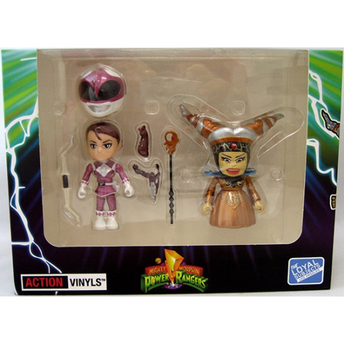 POWER RANGERS  Mighty Morpin 3 Inch Action Figure Metallic 2-Pack Series Exclusive - Ranger Vs Rita Sdcc 2015 In Pink