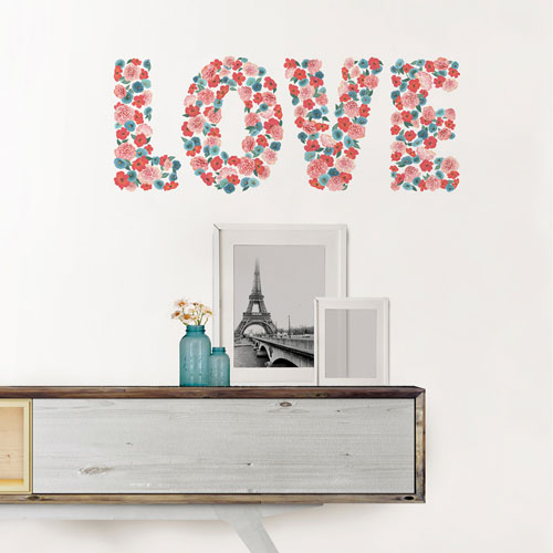 Phrase murale Love de WallPops - Rose