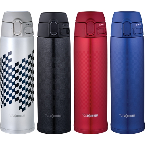 ZOJIRUSHI Flip-Open Stainless Water Bottle SM-TAE48SA - 16oz Ichimatsu Black
