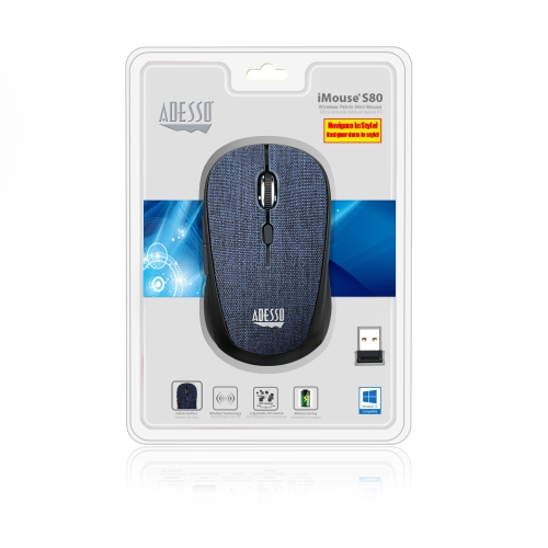 Adesso Technology Wireless Optical Mouse - Blue