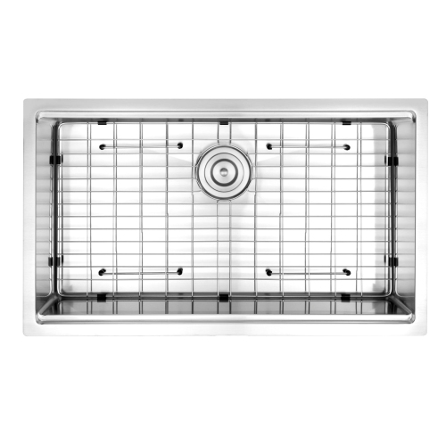 Ancona évier de 32 po. avec cuve unique à installation sous plan en axier inoxydable fabriqué à la main