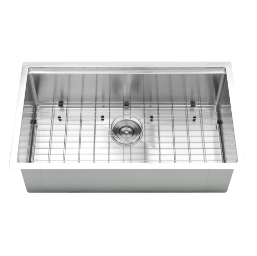 Ancona évier de 32 po. avec cuve unique à installation sous plan en axier inoxydable fabriqué à la main