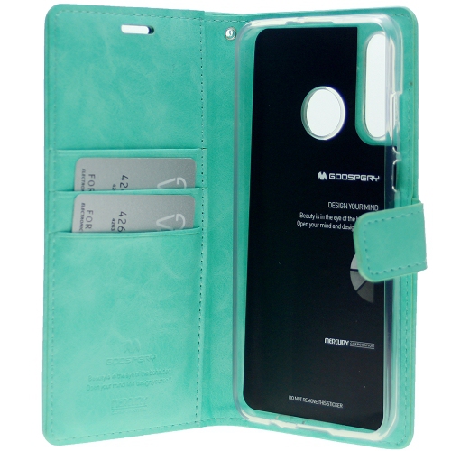 Final Sale! TopSave Goospery Bluemoon Card Slot w/Magnetic Clip Leather Folio Wallet Flip For Samsung Galaxy A20S, Teal