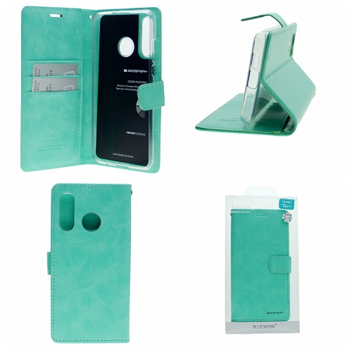 Final Sale! TopSave Goospery Bluemoon Card Slot w/Magnetic Clip Leather Folio Wallet Flip For Samsung Galaxy A20S, Teal