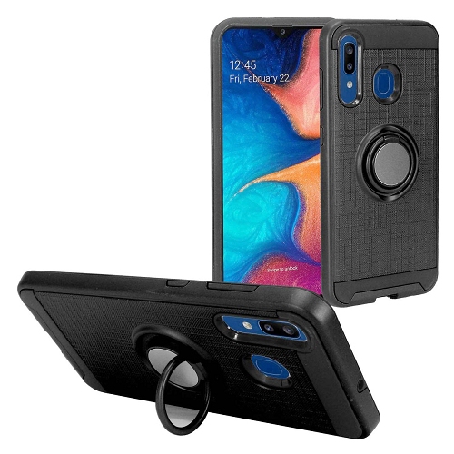 Galaxy A20s Hard Cover Case w/360 degrees rotating ring stand, Black
