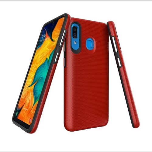 Coque hybride double couche conçue pour le Galaxy A20s, rouge