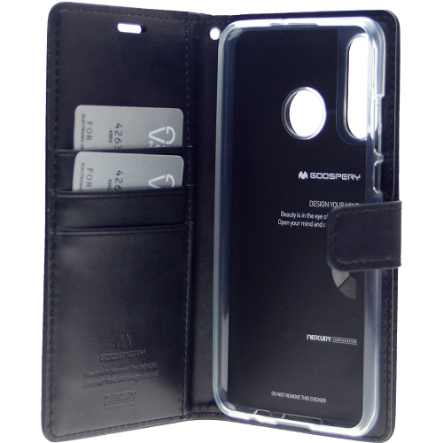 Final Sale! TopSave Goospery Bluemoon Card Slot w/Magnetic Clip Leather Folio Wallet Flip For Samsung Galaxy A20S, Black