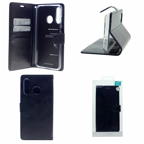 Final Sale! TopSave Goospery Bluemoon Card Slot w/Magnetic Clip Leather Folio Wallet Flip For Samsung Galaxy A20S, Black