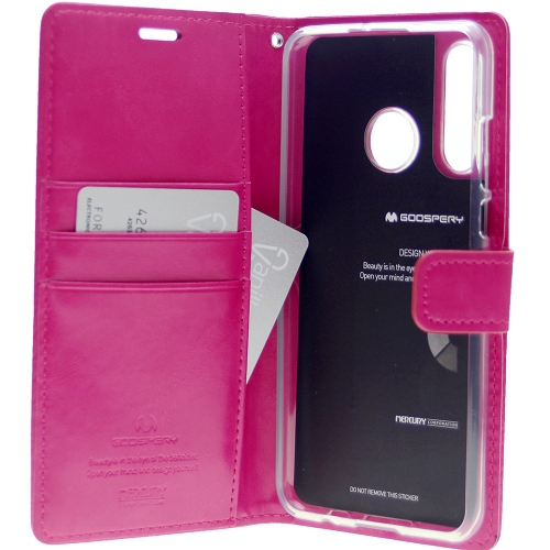 Final Sale! TopSave Goospery Bluemoon Card Slot w/Magnetic Clip Leather Folio Wallet Flip For Samsung Galaxy A20S, Hot Pink