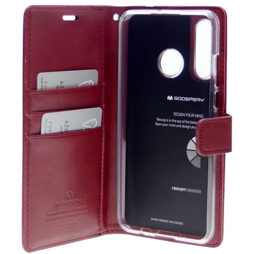 Final Sale! TopSave Goospery Bluemoon Card Slot w/Magnetic Clip Leather Folio Wallet Flip For Samsung Galaxy A20S, Burgundy