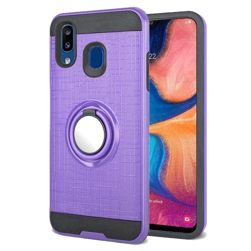 CC  Galaxy A20S Hard Cover Case W/360 Degrees Rotating Ring Stand In Purple