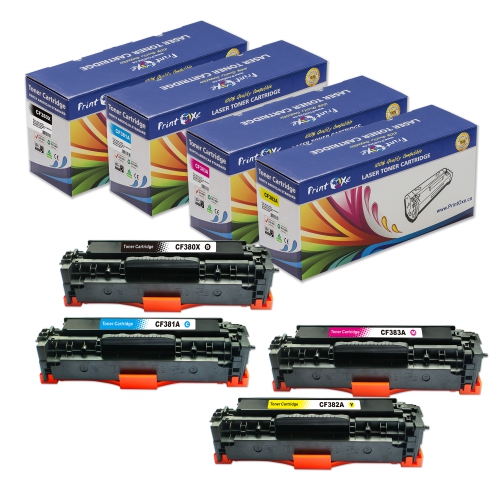 PRINTOXE® 312X Compatible Set of 4 Cartridges | Black CF380X | Cyan CF381A /| Yellow CF382A | Magenta CF383A | 4 Toner Cartridges HP Color Laserjet P