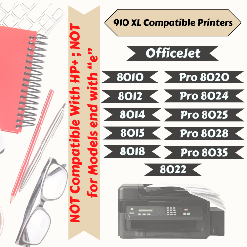 910 XL Set Compatible Ink Cartridges for HP 910XL for OfficeJet 8010 8012 8014 8015 8018 8022 and Pro 8020 8024 8025 8028 8035 All-in-One | NOT for