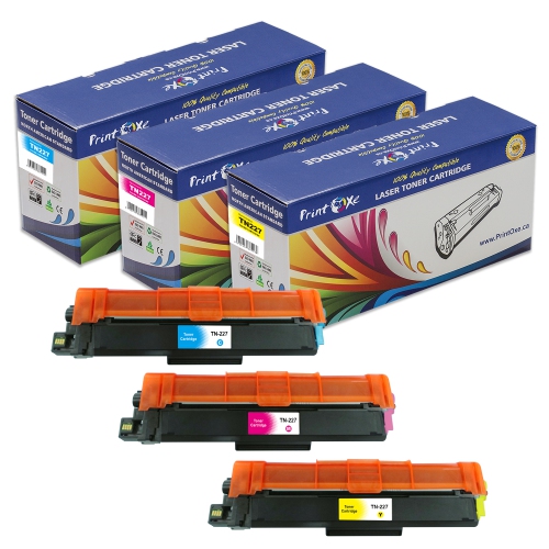 Compatible avec le jeu de couleurs TN 227 cyan magenta | avec puces | sans BK - 3 cartouches de toner pour Brother HL/MFC