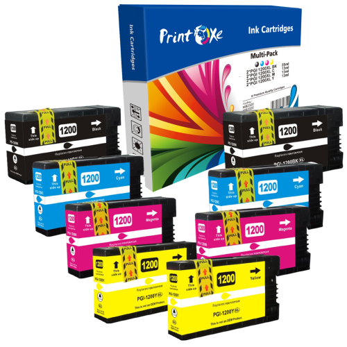 PRINTOXE  ® Pgi 1200Xl Compatible 2 Set Pgi-1200 Pigment 8 Cartridges for Canon Maxify Mb2320 Mb2020 Mb2350 Mb2050 Mb2120 Mb2720