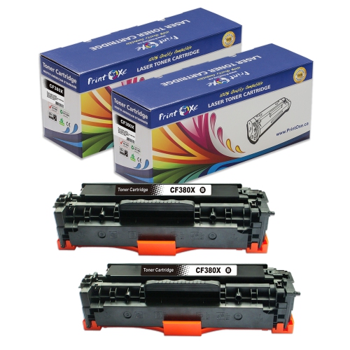 PRINTOXE  ® Cf380X Compatible w HP - 2 Toner Cartridges 312X / 312A / Cf380A Yield 4, 400 Pages for Color Laserjet Pro Mfp M476Dn M476Dw M476Dnw