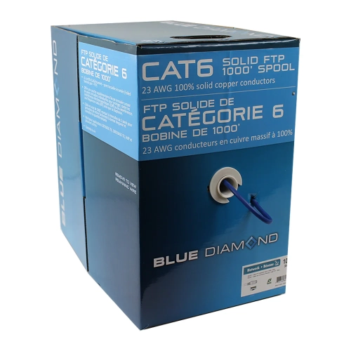 BlueDiamond – Bobine solide UTP Cat6 304,8 m, câble Ethernet, gris