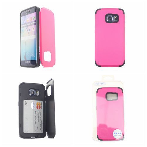 No Package Samsung Galaxy S6 Hot Pink Inverse Advanced Armor Stand Case Card Wallet