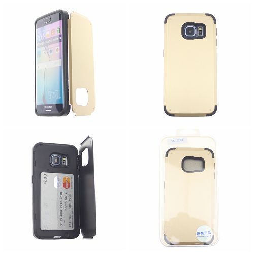 No Package Samsung Galaxy S6 Gold Inverse Advanced Armor Stand Case Card Wallet