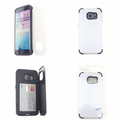 No Package Samsung Galaxy S6 White Inverse Advanced Armor Stand Case Card Wallet