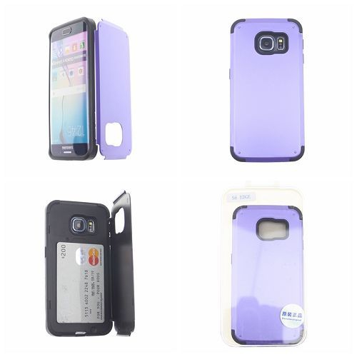 No Package Samsung Galaxy S6 Purple Inverse Advanced Armor Stand Case Card Wallet