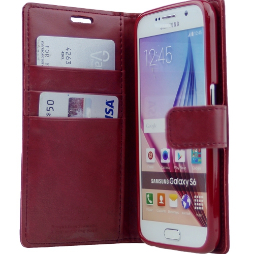 Samsung S6 Goospery Bluemoon Diary Case, Burgundy